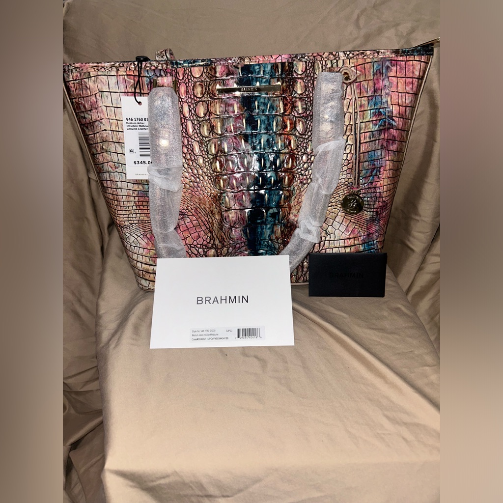 Brahmin Multicolor Croc-Embossed Tote